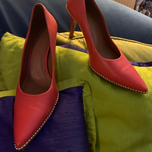EUC Coach Red with Gold Beading Shoes -Size 7 - Picture 1 of 7